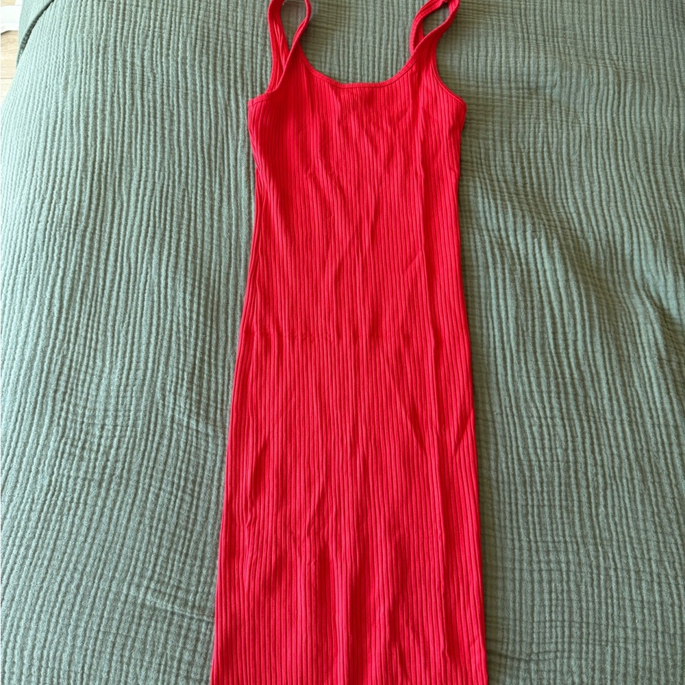 Wilfred Coral Ribbed Tank Maxi Dress